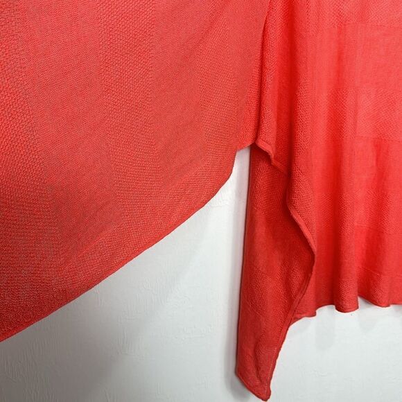 Artisan NY Coral Color Linen Open Front Poncho Cover Up One Size - Picture 4 of 8